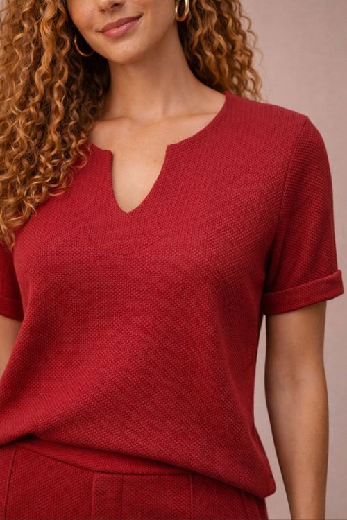 Blusa heritage decote U em V CEREJA